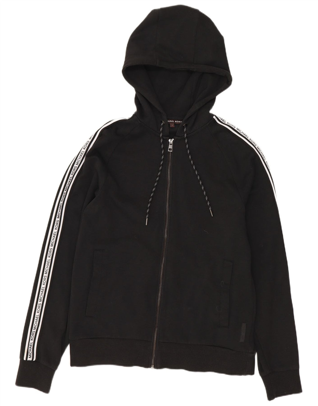 Męski sweter z kapturem i zamkiem MICHAEL KORS, mały, czarny, z blokami kolorów