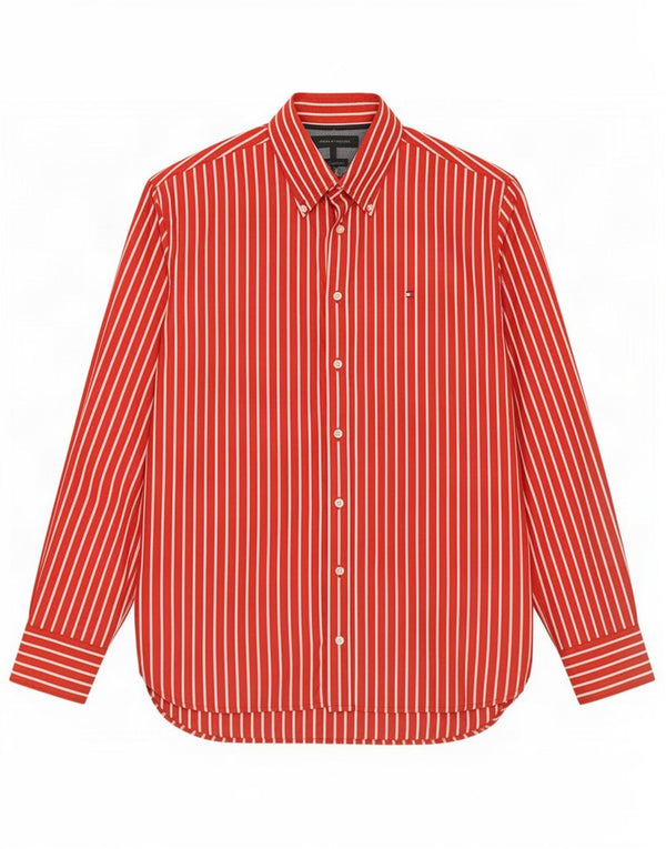 Koszula męska Tommy Hilfiger, duża, bawełniana w czerwone prążki