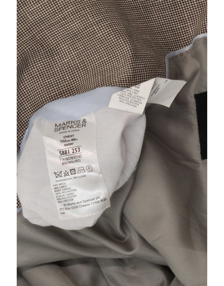 Marks & Spencer Męska marynarka zapinana na 2 guziki UK 48 2XL Brązowa wełna