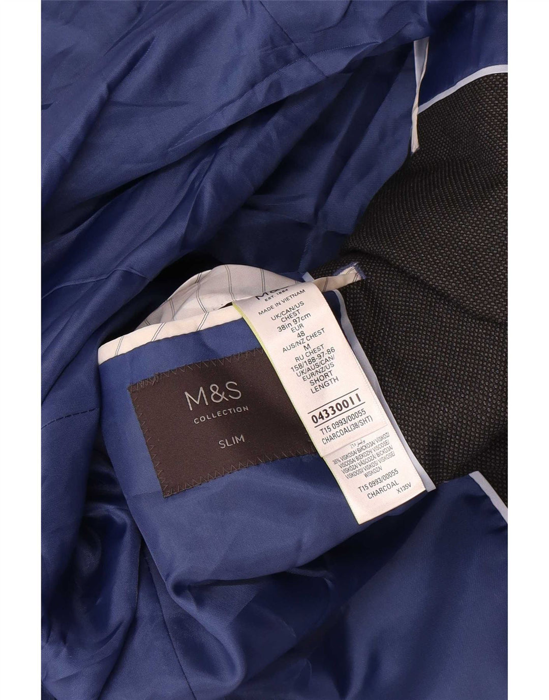 Marks & Spencer Męska marynarka zapinana na 2 guziki, UK 38, średnia czarna wełna