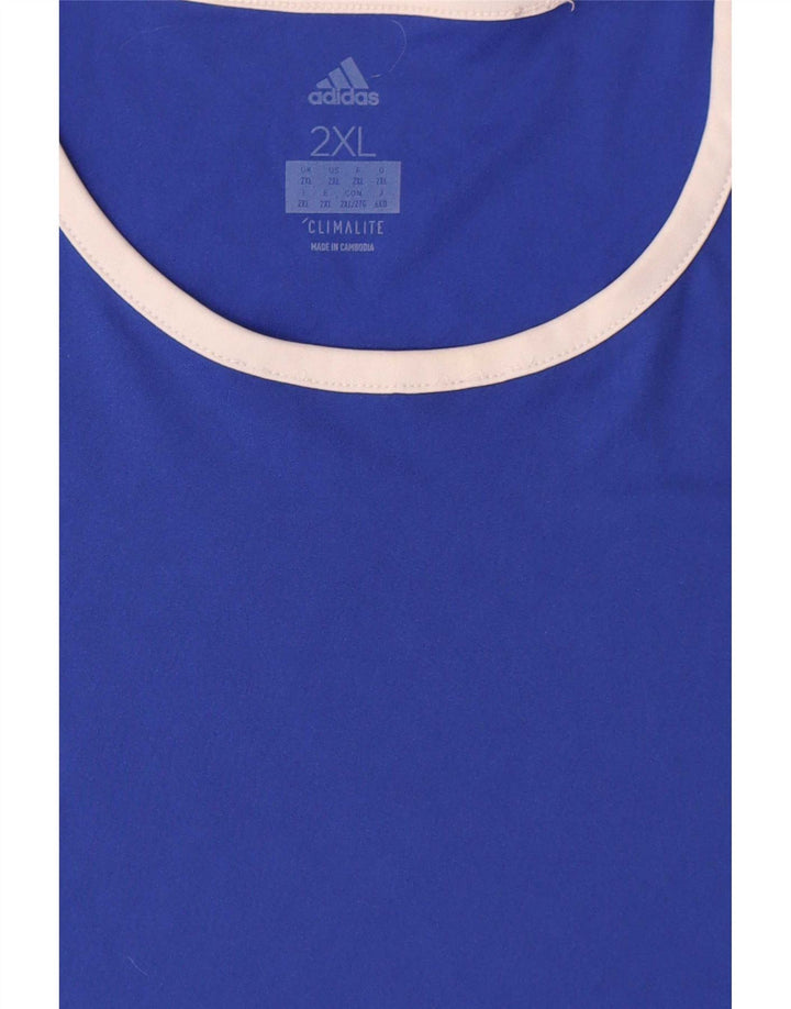 Adidas Męska koszulka Climalite Top 2XL Niebieski poliester z blokami kolorów