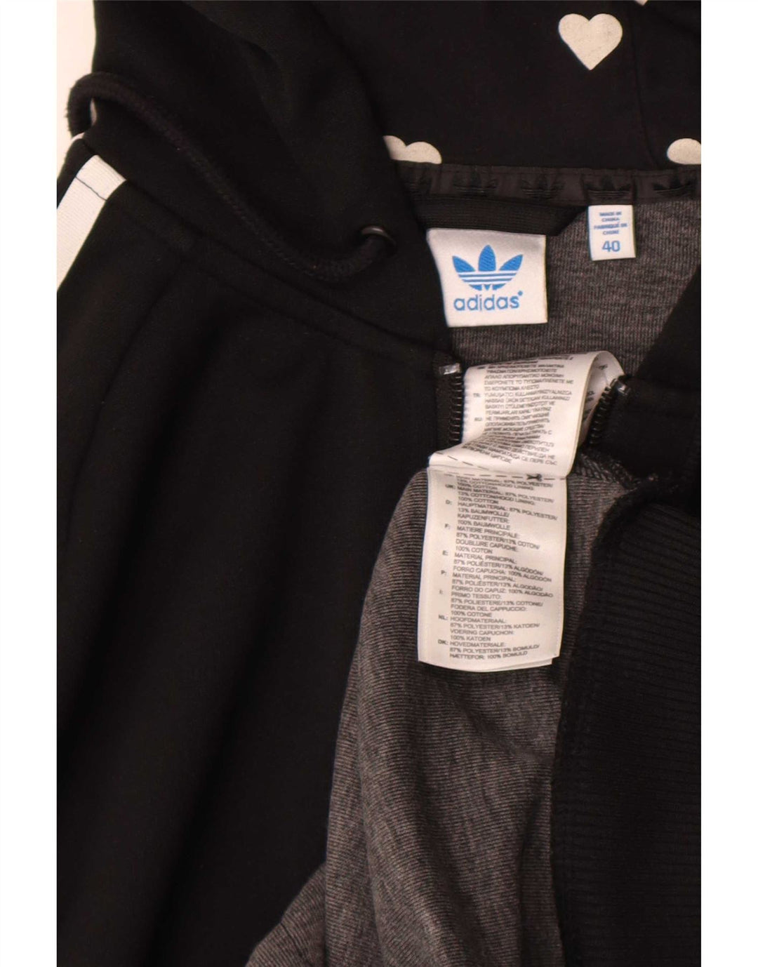 Damski sweter Adidas z grafiką i zamkiem błyskawicznym IT 40, mały, czarny poliester