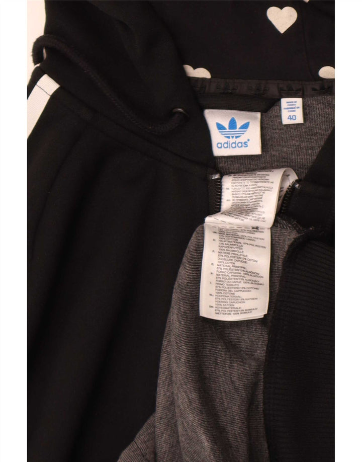 Damski sweter Adidas z grafiką i zamkiem błyskawicznym IT 40, mały, czarny poliester