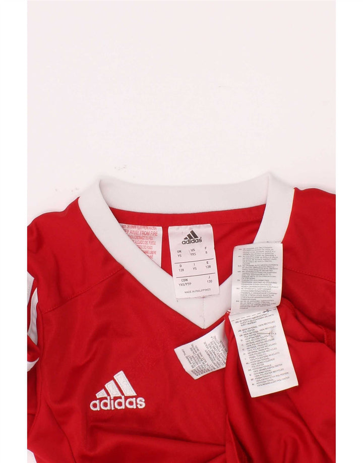 Chłopięca koszulka Adidas Climalite z długim rękawem 7-8 lat, mała, czerwona, z blokami kolorów