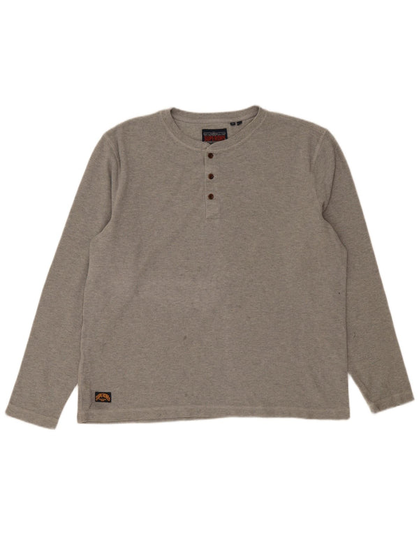 Męski top Superdry z długim rękawem 2XL, szary, bawełniany