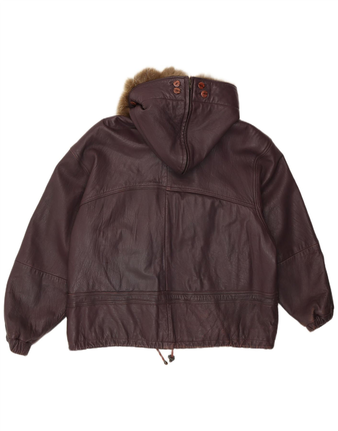 Damska kurtka skórzana Cabrini z kapturem, oversize, EU 40, średnia fioletowa skóra