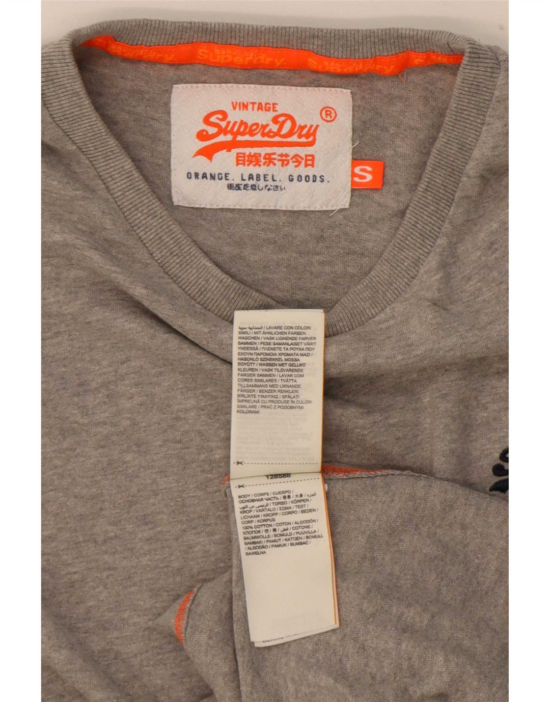 Męski top Superdry z długim rękawem, mały, szary, bawełniany