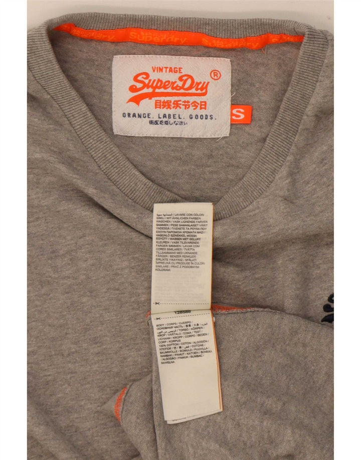 Męski top Superdry z długim rękawem, mały, szary, bawełniany
