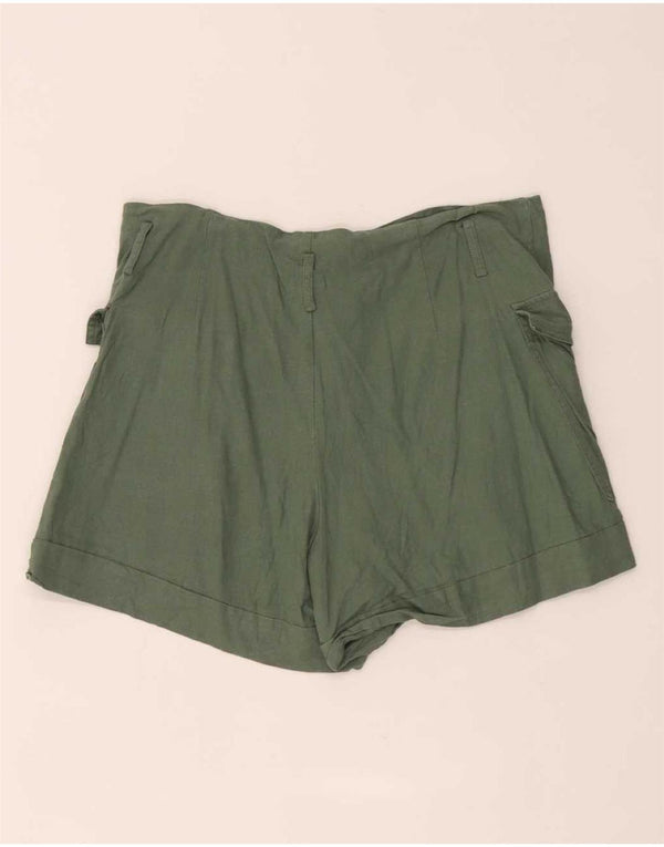 Damskie spodenki cargo z wysokim stanem Zara XL W32, zielone lniane