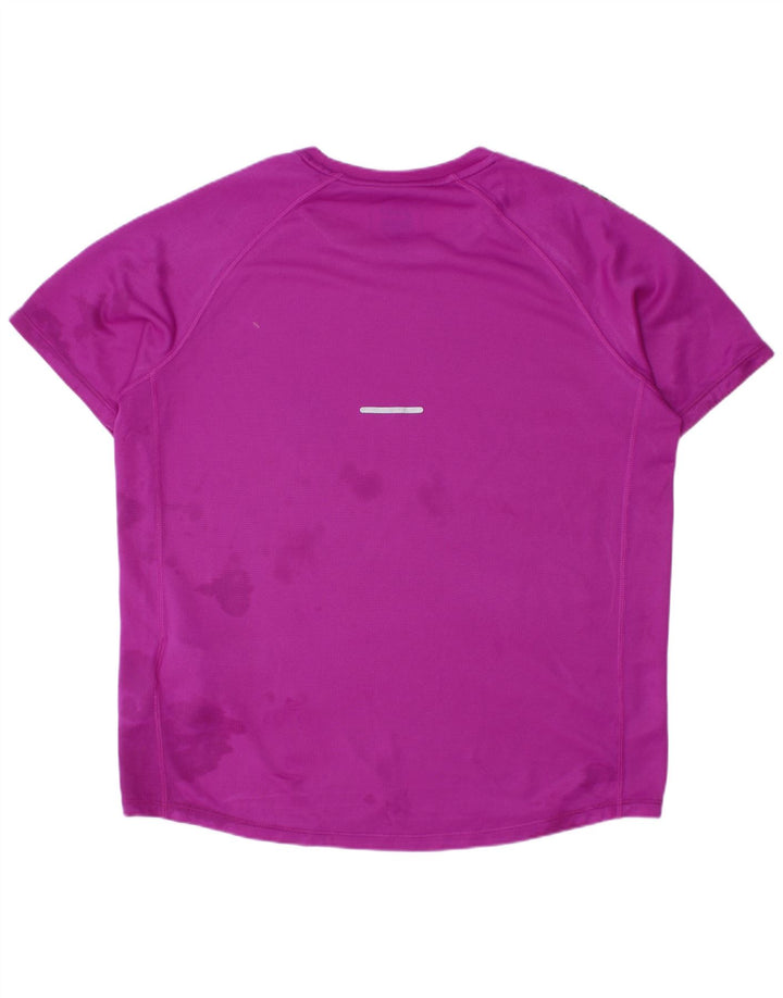 T-shirt chłopięcy Asics 10-11 lat, mały, fioletowy, poliestrowy w paski