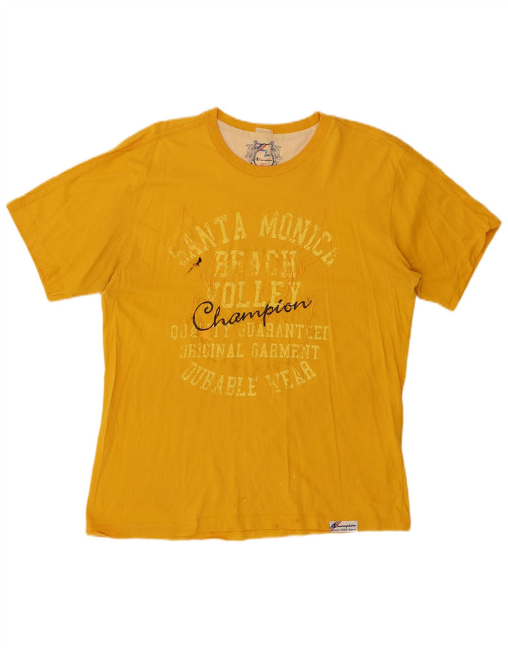 Męski T-shirt z grafiką CHAMPION, duży, żółty