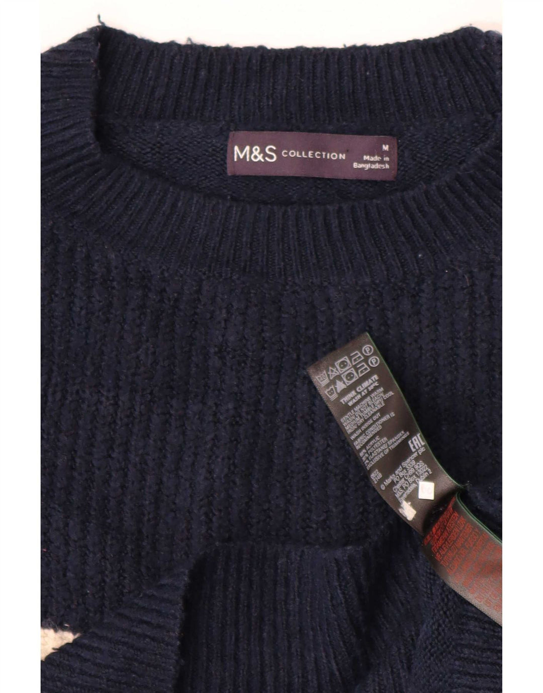 Sweter damski Marks & Spencer z okrągłym dekoltem, UK 14, średni granatowy