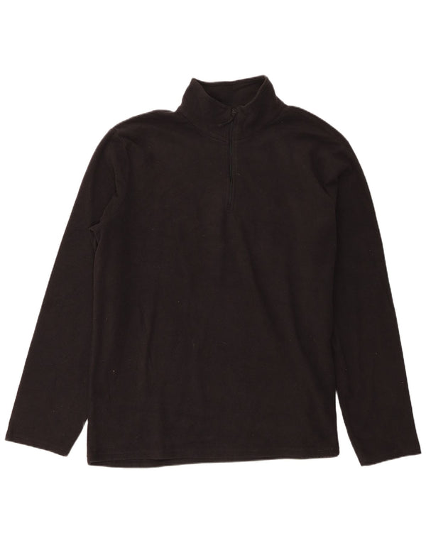 Mountain Warehouse Mens Zip Neck Fleece Jumper XL Black Polyester
