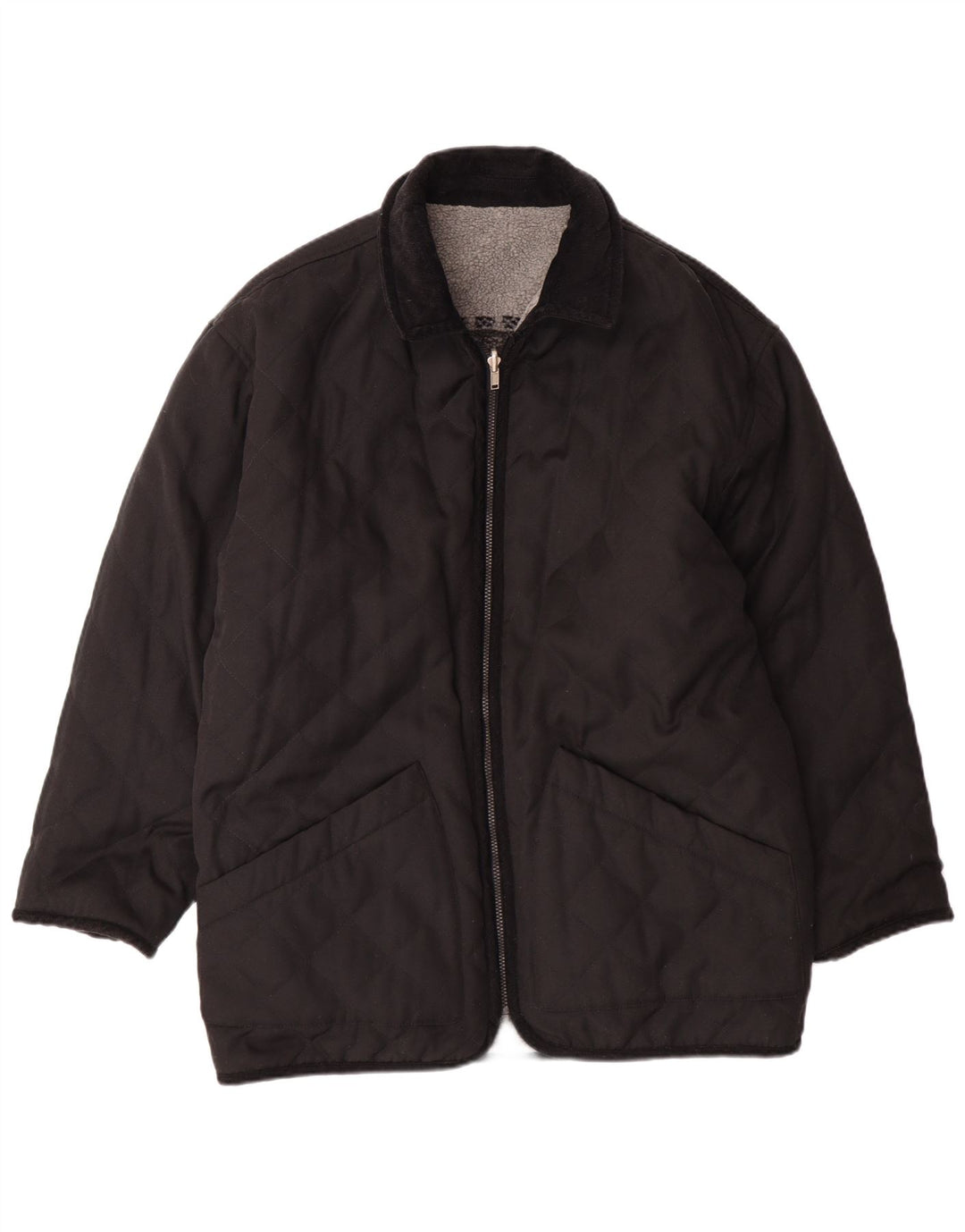 Męska dwustronna kurtka polarowa VINTAGE Graphic UK 38 Medium Grey Fair Isle