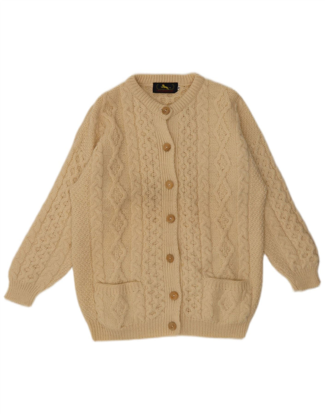 Sweter damski w stylu vintage, kardigan UK 14, średni beż