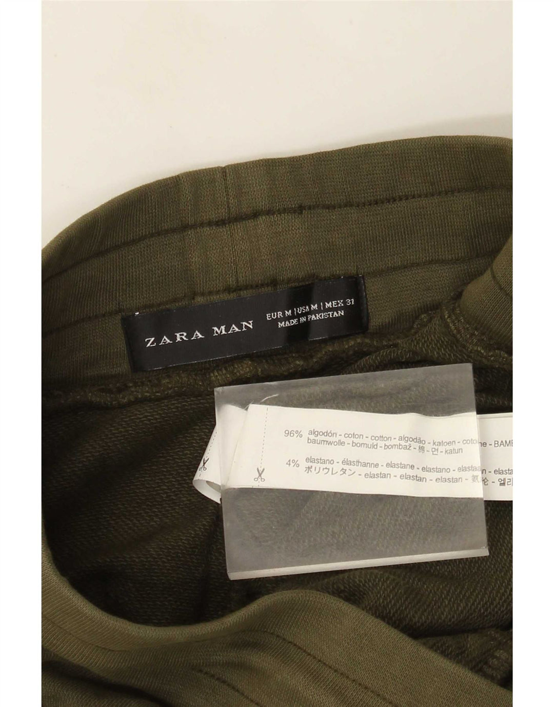 Męskie spodnie dresowe Zara Joggers, średnia bawełna khaki