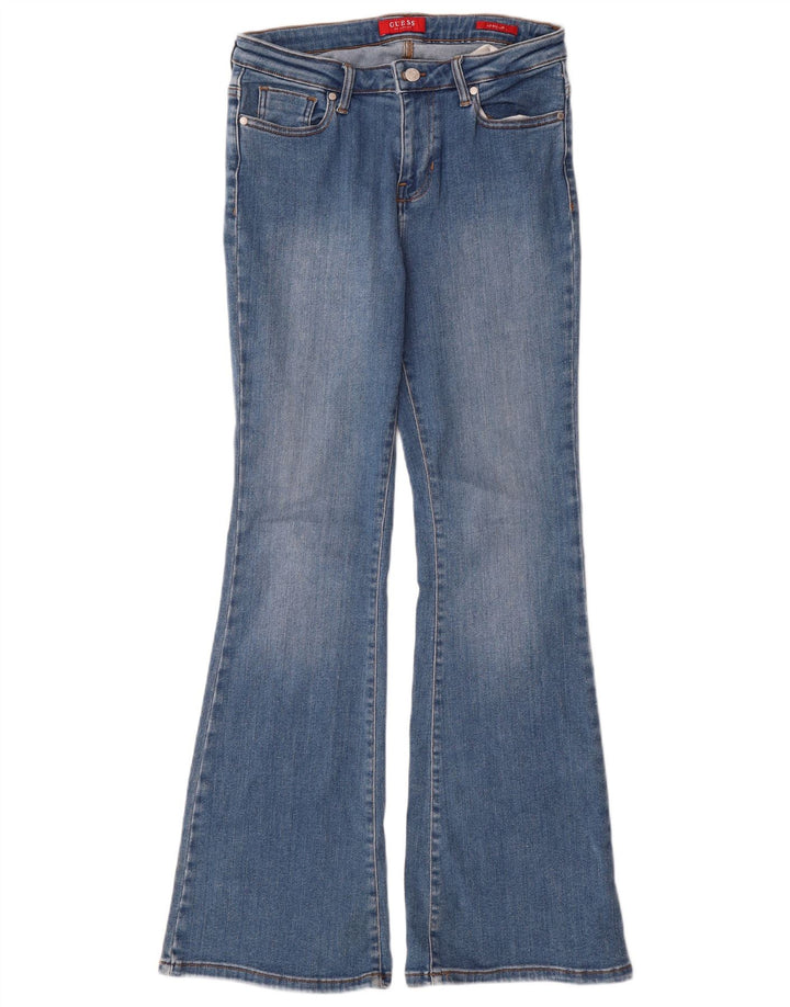 GUESS Womens Mid Rise Flared Jeans W30 L32 Blue Cotton