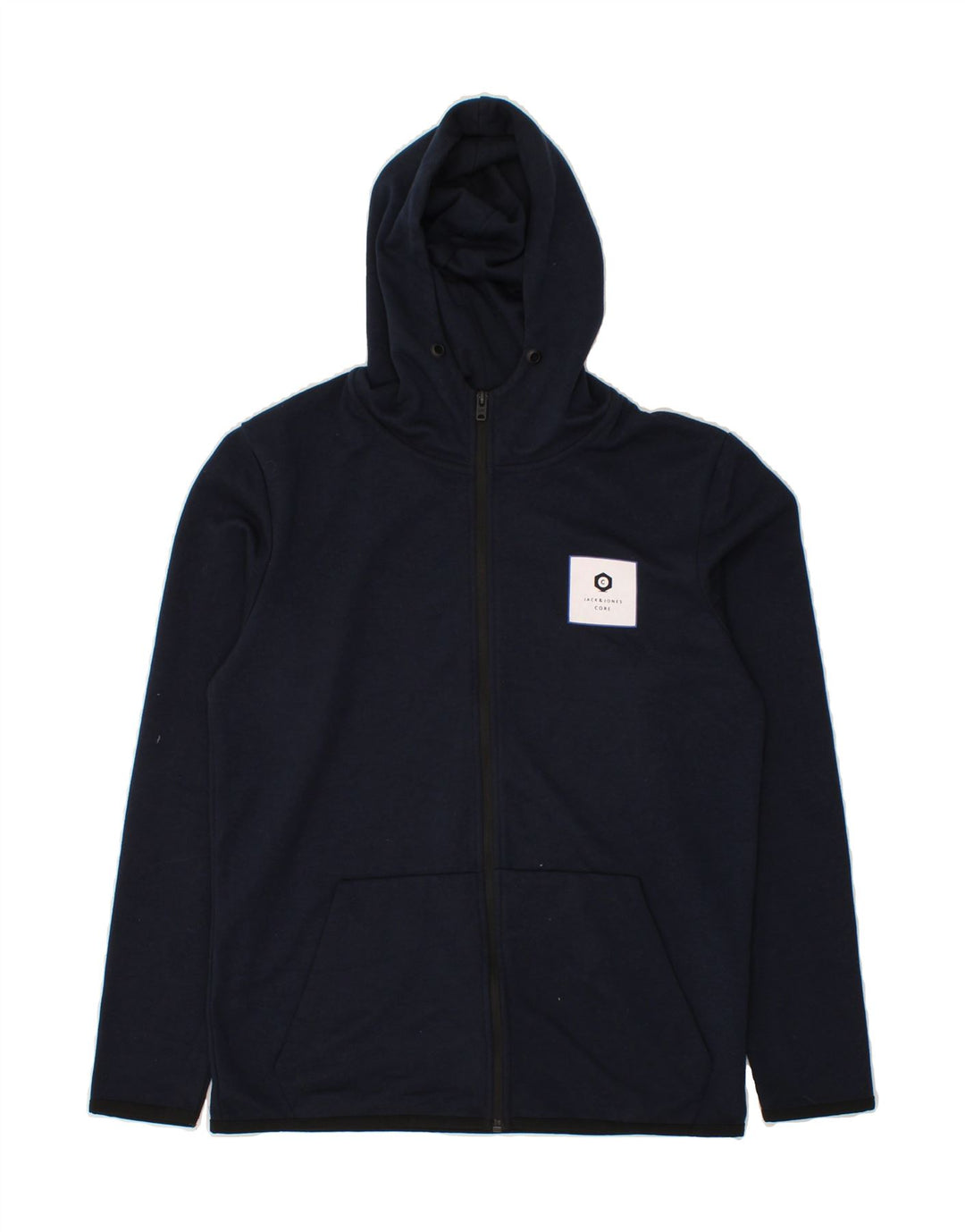 JACK & JONES Mens Zip Hoodie Sweater Small Navy Blue Polyester Vintage Jack & Jones and Second-Hand Jack & Jones from Messina Hembry 