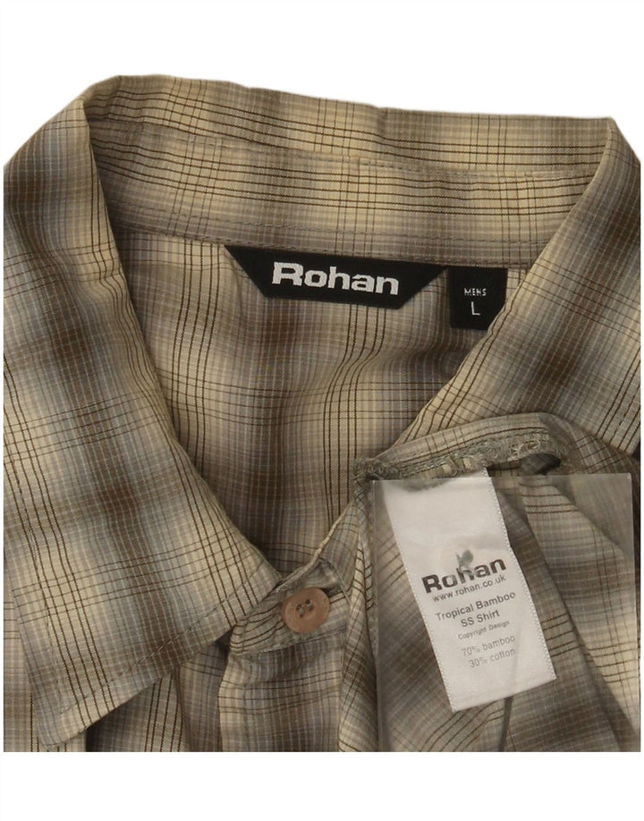 Męska koszula z krótkim rękawem Rohan, duża, bawełniana krata khaki
