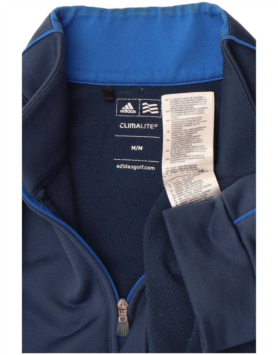 Adidas Męski dres Climalite Zip Neck Pullover Top Średni Niebieski Poliester