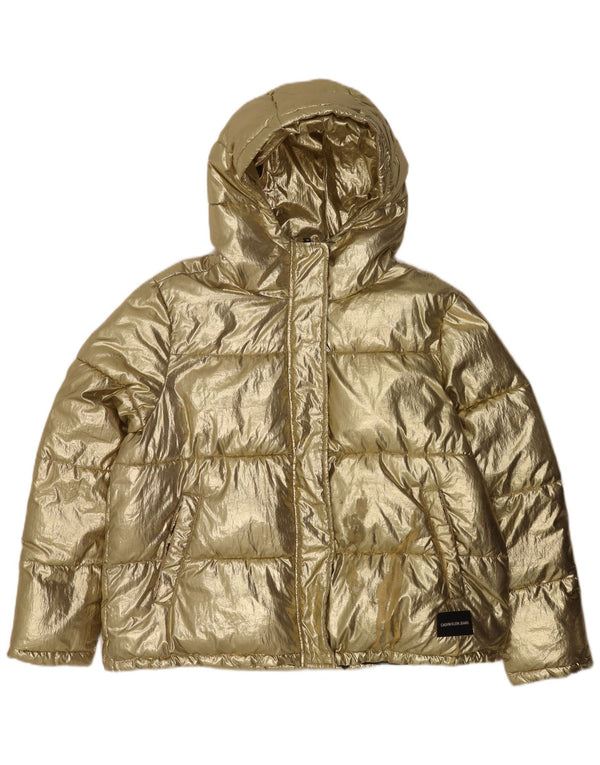 Damska kurtka z kapturem, oversize, wyściełana Calvin Klein Jeans, UK 16, duże złoto