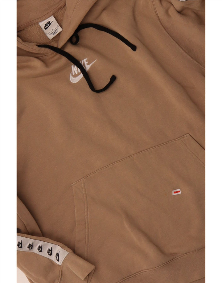 Męski sweter z kapturem NIKE z grafiką, duży, beżowy, bawełniany z blokami kolorów