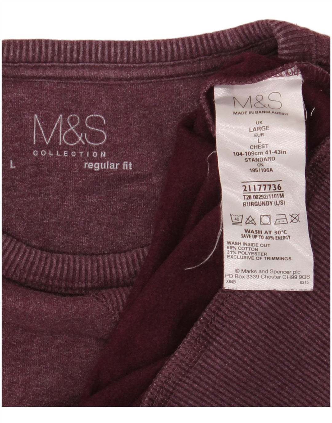 Marks & Spencer Męski sweter o regularnym kroju, duży, bordowy, bawełniany