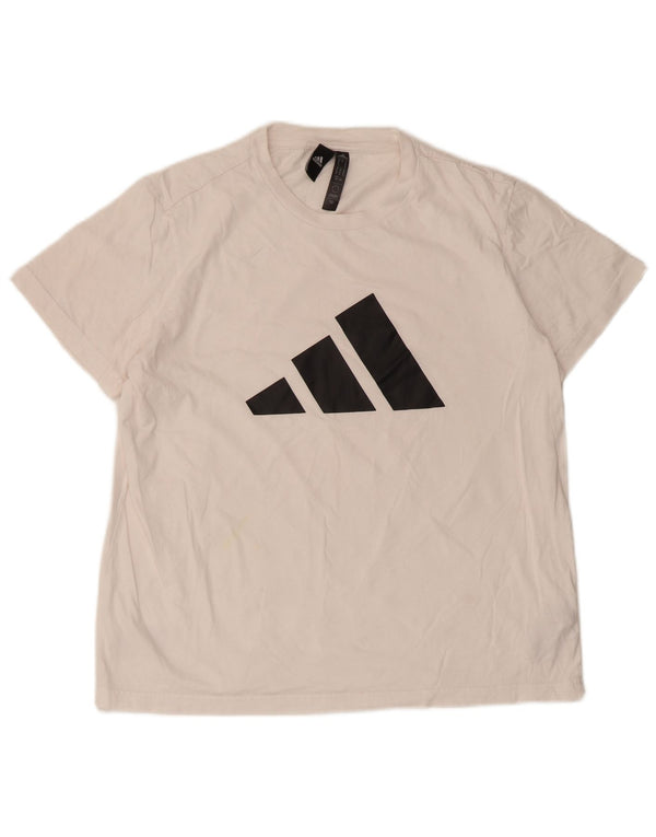 Damska koszulka z grafiką Adidas Top UK 12/14 Średnia biała bawełna