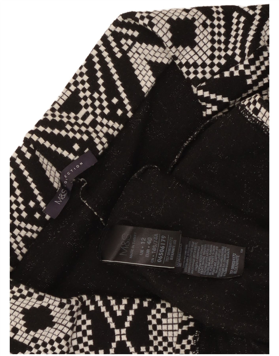 Marks & Spencer Damska spódnica ołówkowa UK 12 Medium W30 Czarna geometryczna