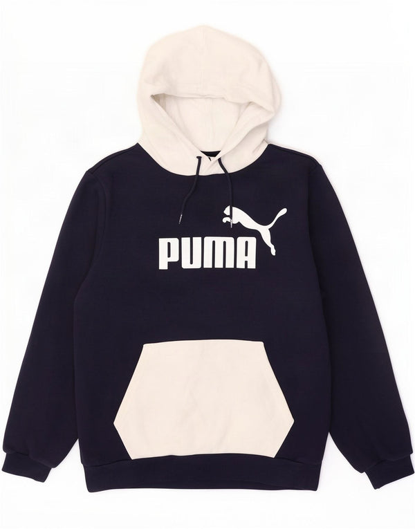 Męski sweter z kapturem Puma z grafiką, średni granatowy, blok kolorów