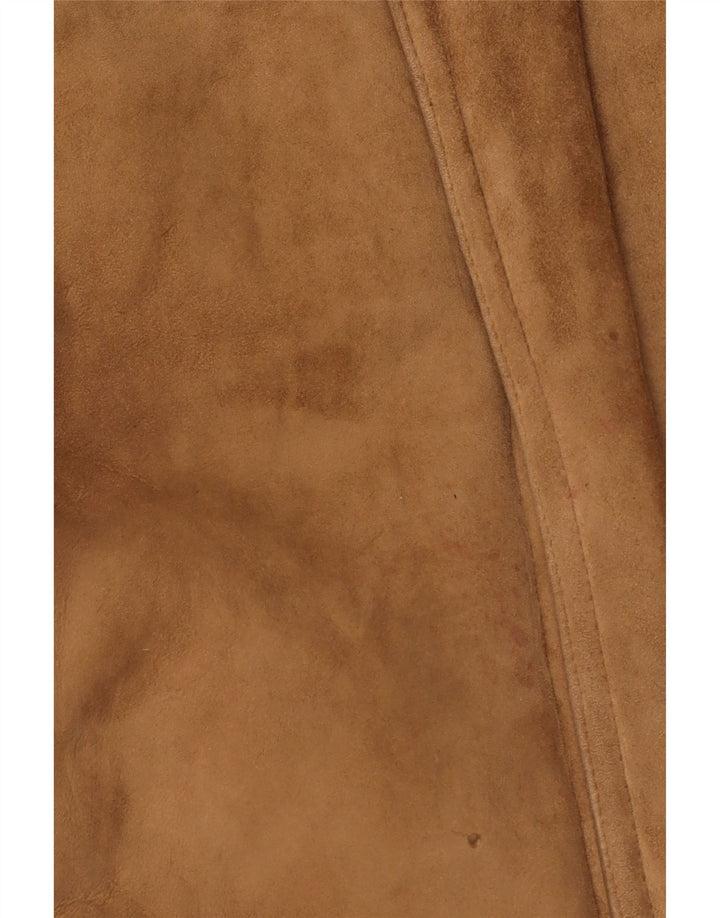 Vintage męska kurtka shearling IT 52 XL brązowa skóra