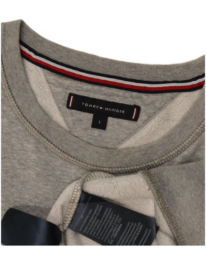 Męska bluza z grafiką Tommy Hilfiger, duża, szara, bawełniana