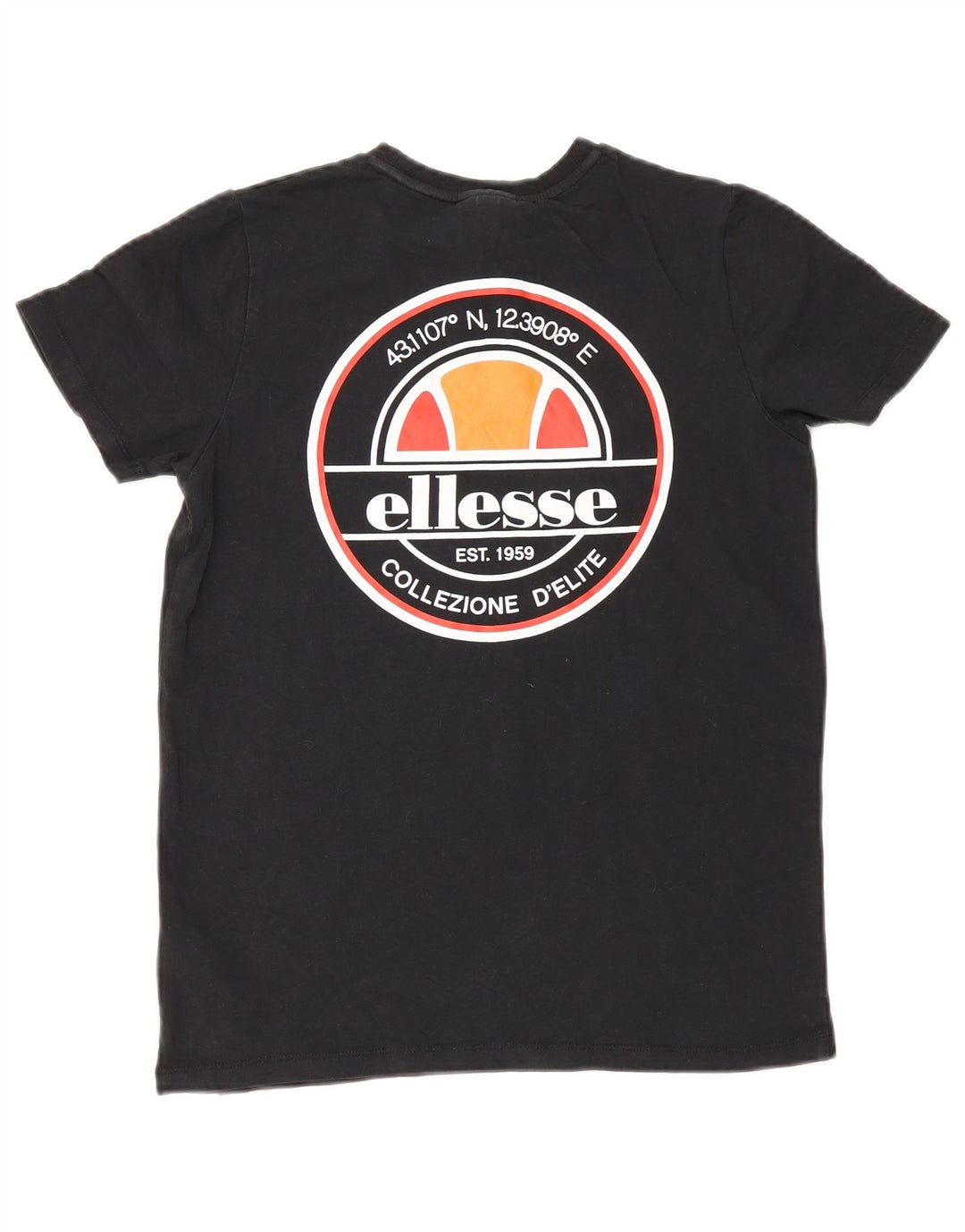 Chłopięcy T-shirt z grafiką Ellesse, 8-9 lat, średni czarny, bawełniany
