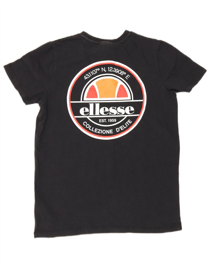 Chłopięcy T-shirt z grafiką Ellesse, 8-9 lat, średni czarny, bawełniany