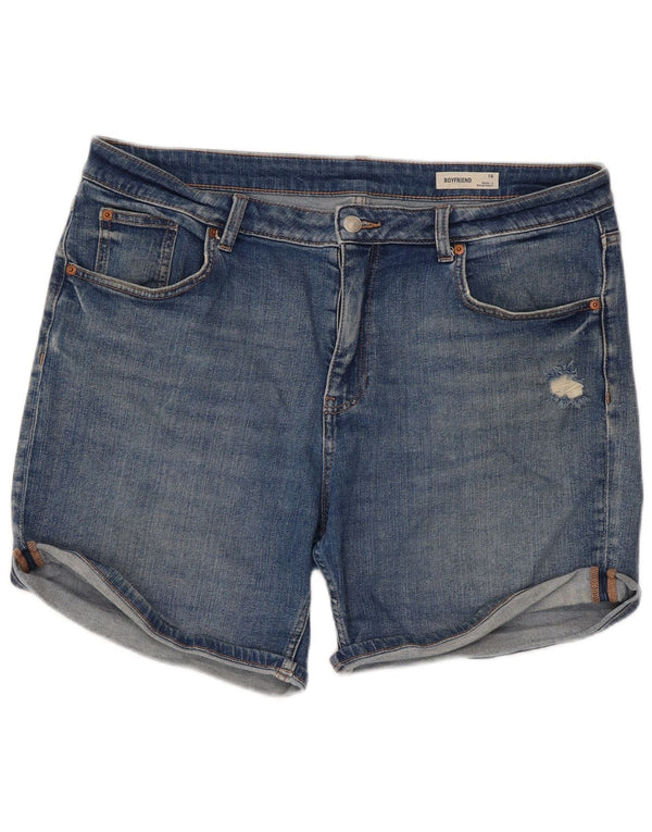 Marks & Spencer Damskie spodenki jeansowe z wysokim stanem UK 16, duże W38, niebieskie
