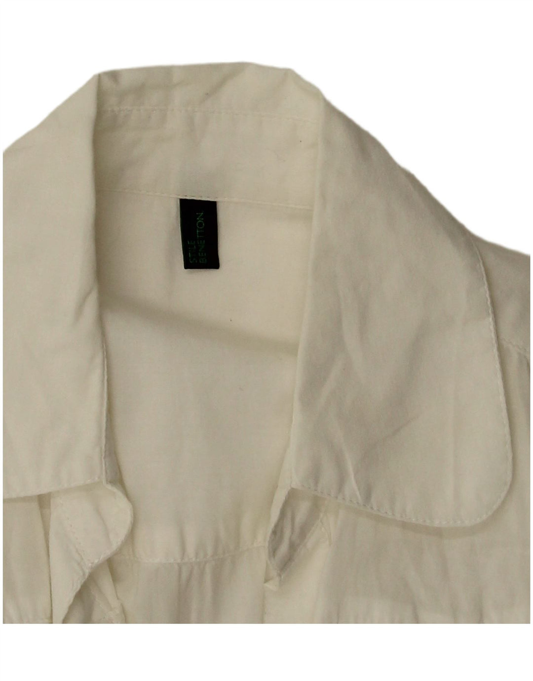 Damska bluzka koszulowa z krótkim rękawem BENETTON UK 12 Średnia Biała