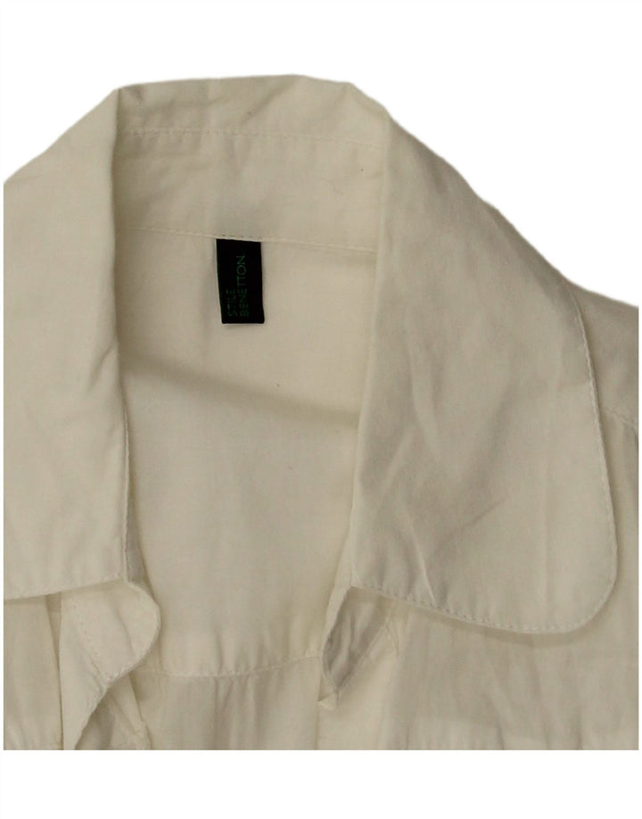 Damska bluzka koszulowa z krótkim rękawem BENETTON UK 12 Średnia Biała