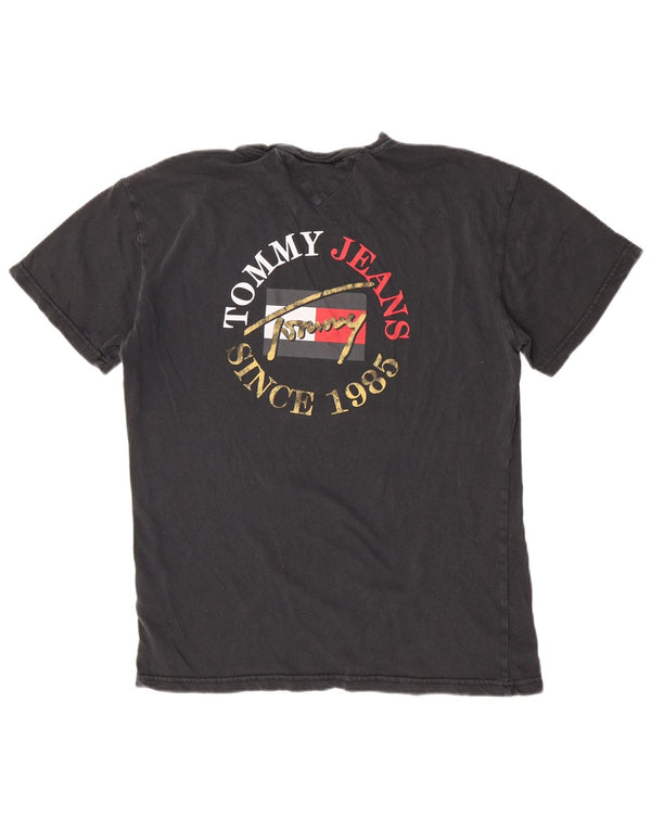 Męski T-shirt z grafiką Tommy Hilfiger, mały, czarny, bawełniany
