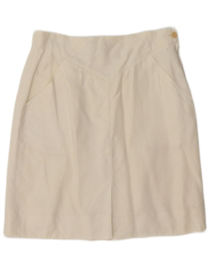 MARELLA Damska spódnica w kształcie litery A UK 12 Medium W30 Złamana biała lniana