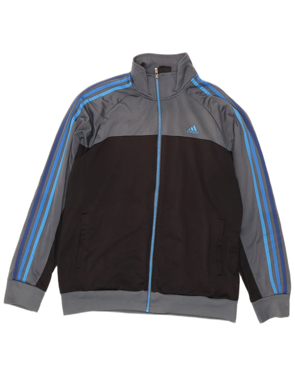 Adidas Męska bluza dresowa UK 44/46 Duży szary poliester z blokami kolorów