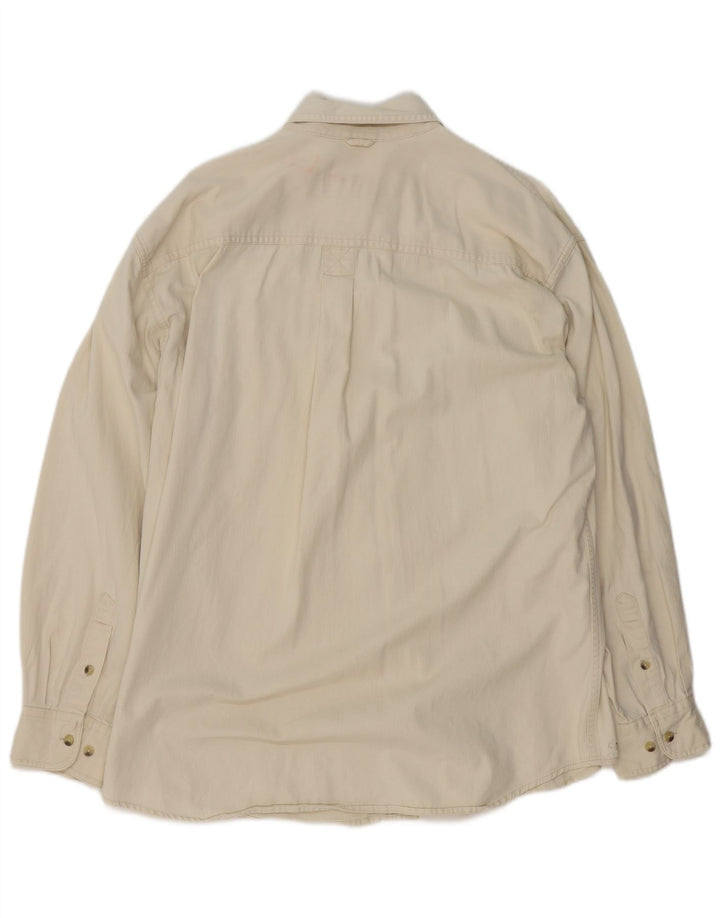 TIMBERLAND Mens Shirt Medium Off White Cotton