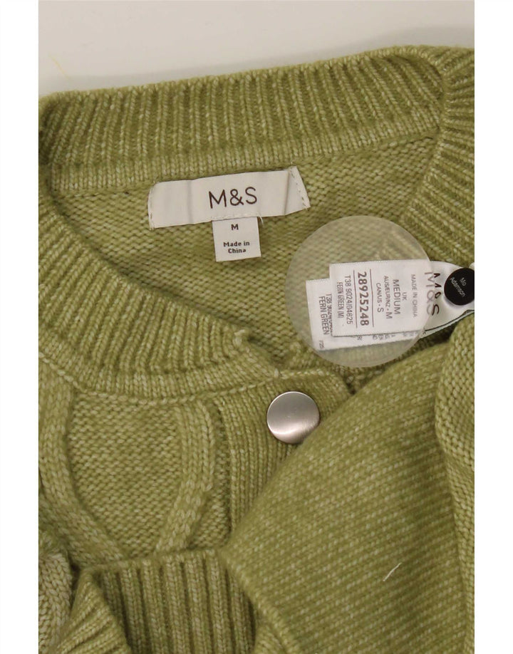 Marks & Spencer Damski sweter kardigan UK 14, średni zielony poliester