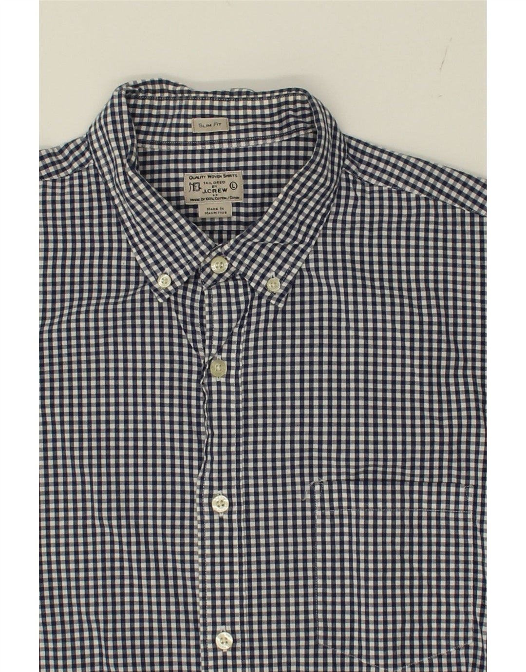 J. CREW Mens Slim Fit Shirt Large Navy Blue Gingham Cotton Vintage J. Crew and Second-Hand J. Crew from Messina Hembry 
