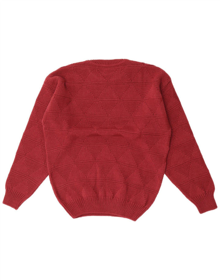 Sweter męski z okrągłym dekoltem w stylu vintage IT 48/50 Średni bordowy Argyle/Diament