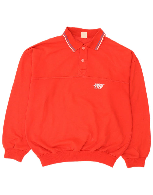 Vintage męska bluza polo z dekoltem w serek, duża, bawełniana w czerwone paski