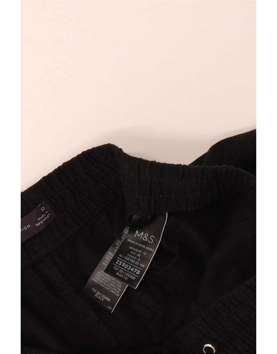 Marks & Spencer Damskie spodenki Chino UK 12 Medium W30 Czarne lniane
