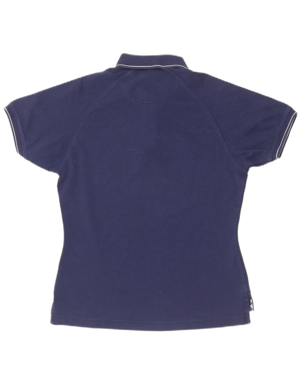 Adidas Womens Polo Shirt UK 12 Medium Navy Blue Cotton