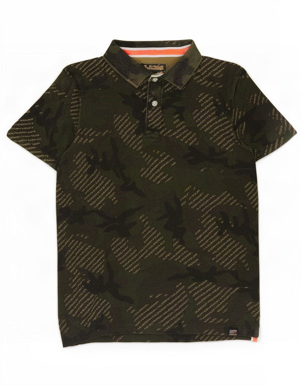 Męska koszulka polo Superdry z grafiką, duża, bawełniana w kolorze khaki