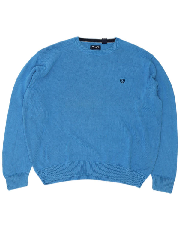 Męski sweter z wycięciem pod szyją Chaps, 2XL, niebieska bawełna