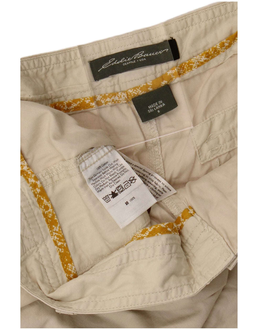 Damskie spodenki chino EDDIE BAUER US 6 Medium W34 beżowa bawełna